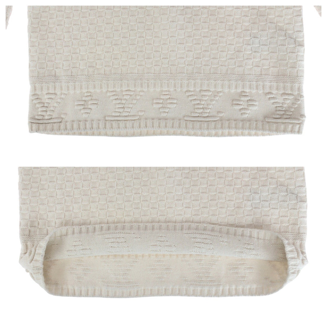 LOUIS VUITTON knit Nylon, Rayon, Wool white Knit sweater Damier mens S Used Authentic