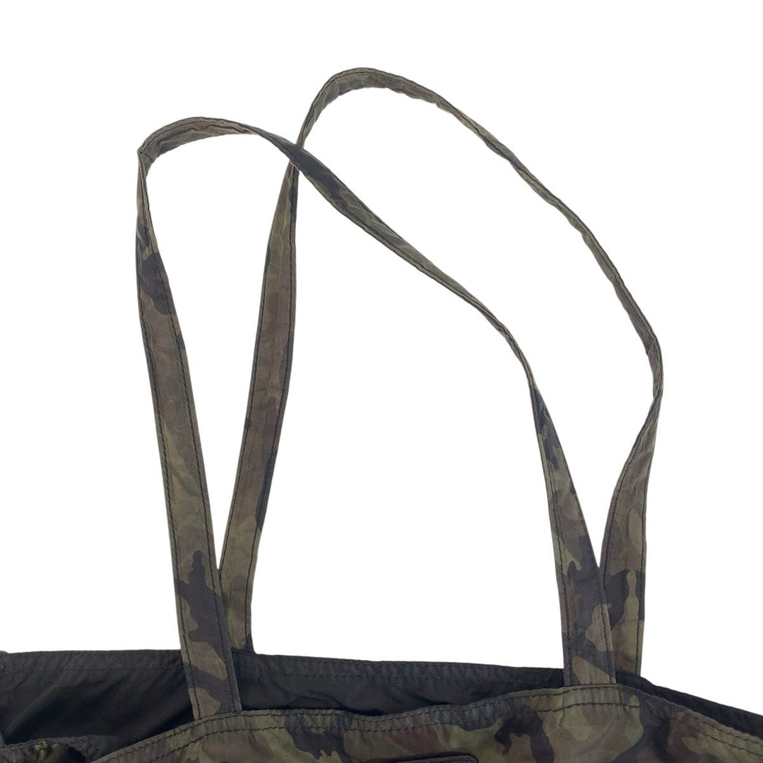 PRADA Tote Bag Nylon Khaki Camouflage SilverMetal Tote Bag Shoulder Bag Eco Bag Unisex Test Triangle With logo Women Used Authentic