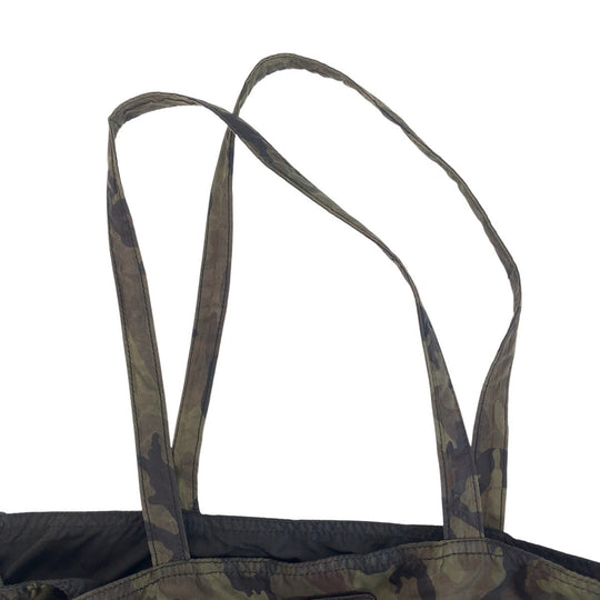 PRADA Tote Bag Nylon Khaki Camouflage SilverMetal Tote Bag Shoulder Bag Eco Bag Unisex Test Triangle With logo Women Used Authentic