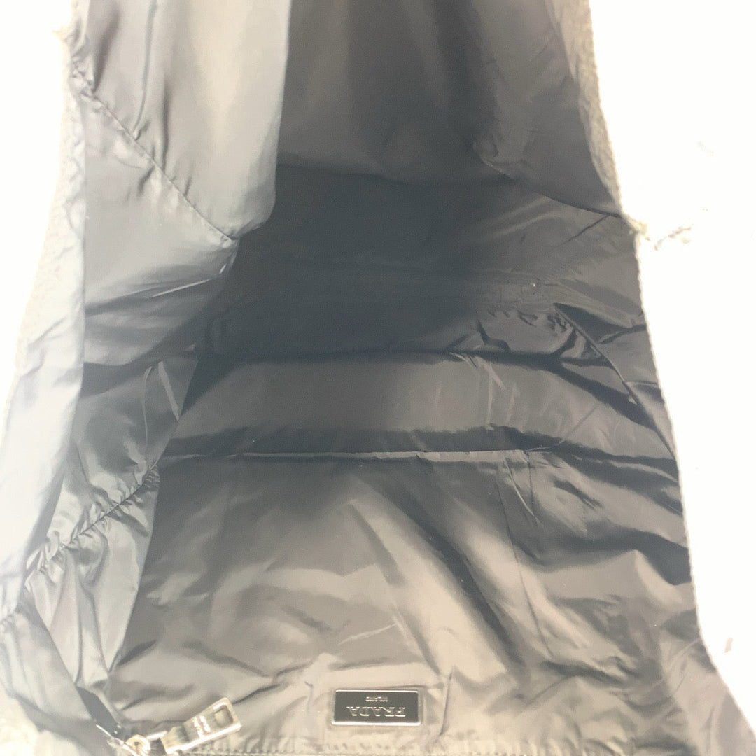 PRADA Tote Bag Nylon Khaki Camouflage SilverMetal Tote Bag Shoulder Bag Eco Bag Unisex Test Triangle With logo Women Used Authentic