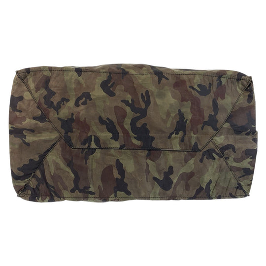 PRADA Tote Bag Nylon Khaki Camouflage SilverMetal Tote Bag Shoulder Bag Eco Bag Unisex Test Triangle With logo Women Used Authentic