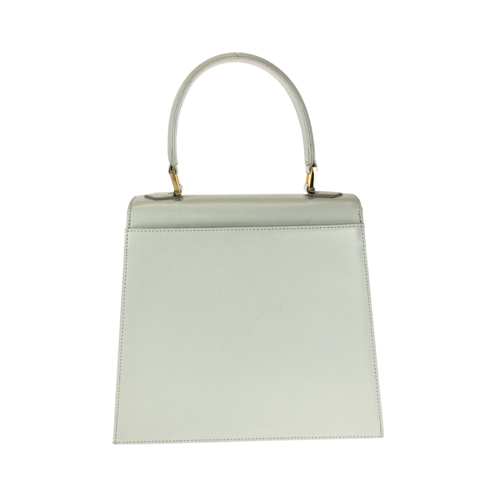 YVES SAINT LAURENT Handbag leather Ivory Gold Metal Handbag YSL Women Used Authentic
