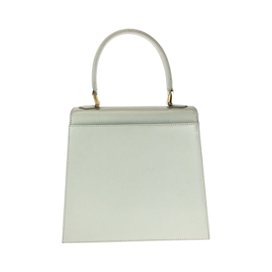 YVES SAINT LAURENT Handbag leather Ivory Gold Metal Handbag YSL Women Used Authentic