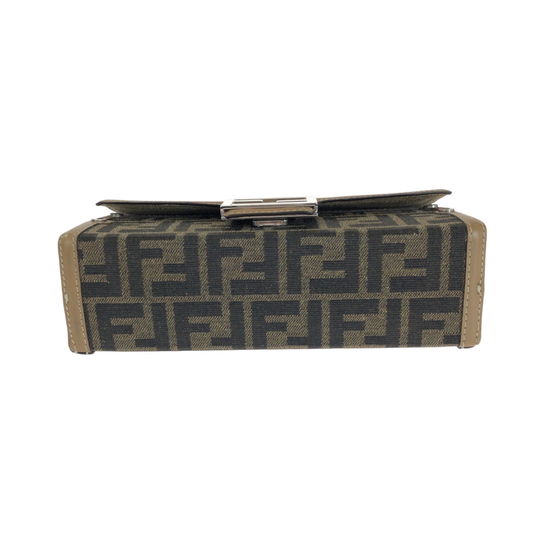 FENDI Shoulder Bag 9VA565 AEBV Canvas, Leather Brown Silver Metal Shoulder Bag Handbag 2way Zucca Soft Trunk Bucket Women Used Authentic