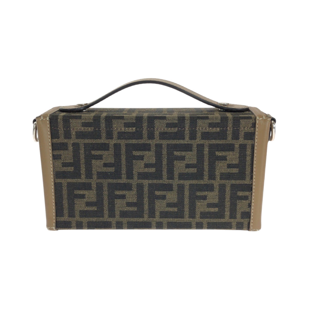 FENDI Shoulder Bag 9VA565 AEBV Canvas, Leather Brown Silver Metal Shoulder Bag Handbag 2way Zucca Soft Trunk Bucket Women Used Authentic