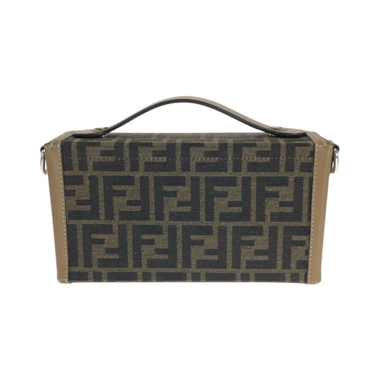 FENDI Shoulder Bag 9VA565 AEBV Canvas, Leather Brown Silver Metal Shoulder Bag Handbag 2way Zucca Soft Trunk Bucket Women Used Authentic