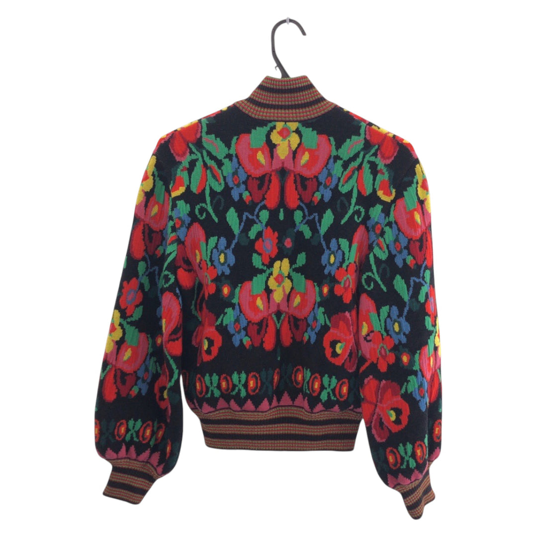 GUCCI Blouson 490210 X9F80 Wool, Rayon Red Multicolor SilverMetal Blouson Jumper Floral Women XS Used Authentic