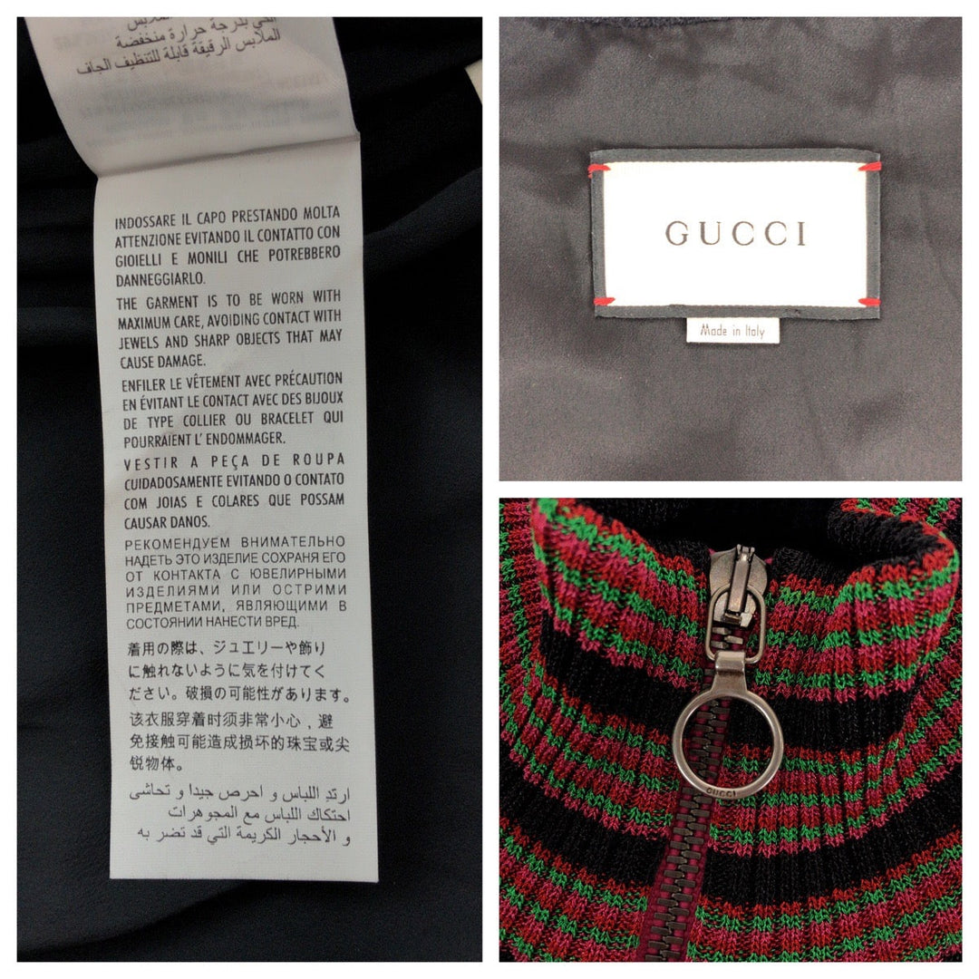 GUCCI Blouson 490210 X9F80 Wool, Rayon Red Multicolor SilverMetal Blouson Jumper Floral Women XS Used Authentic