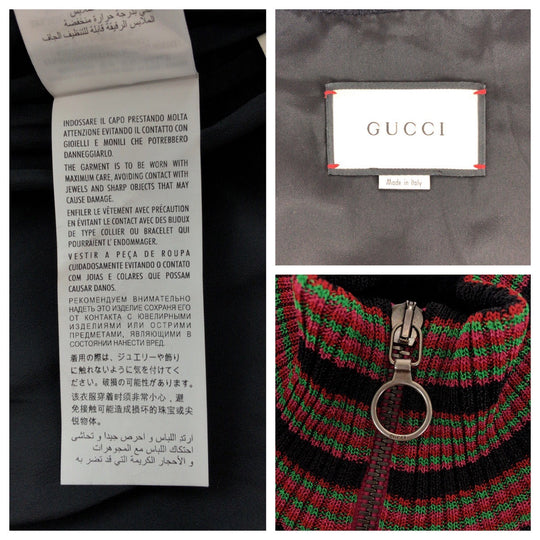 GUCCI Blouson 490210 X9F80 Wool, Rayon Red Multicolor SilverMetal Blouson Jumper Floral Women XS Used Authentic
