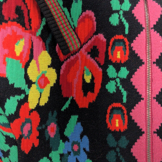 GUCCI Blouson 490210 X9F80 Wool, Rayon Red Multicolor SilverMetal Blouson Jumper Floral Women XS Used Authentic