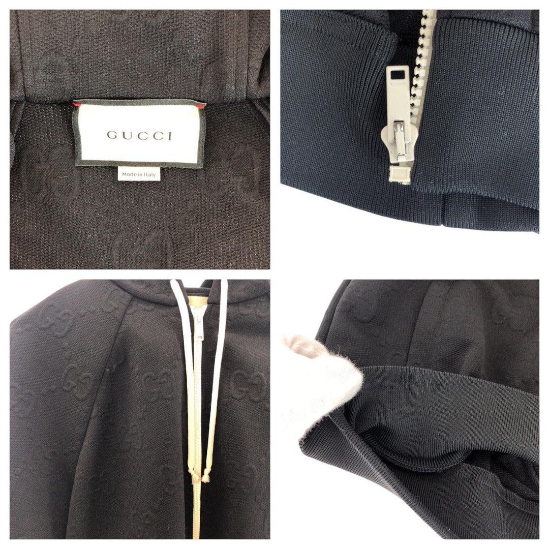GUCCI Hoodie 661783 XJDEM polyester black Hoodie Zip Hoodie GG pattern Women S Used Authentic