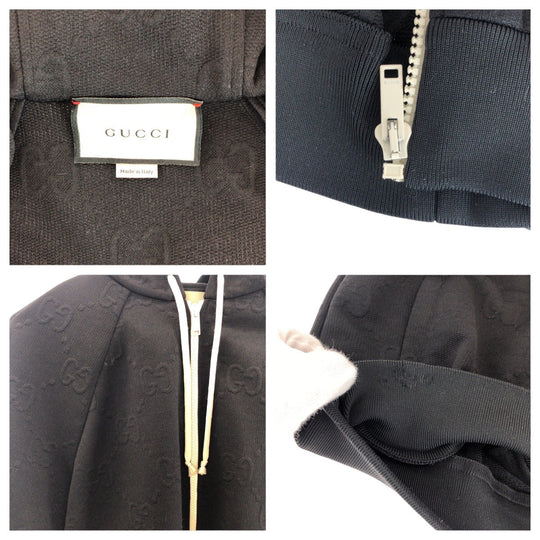 GUCCI Hoodie 661783 XJDEM polyester black Hoodie Zip Hoodie GG pattern Women S Used Authentic