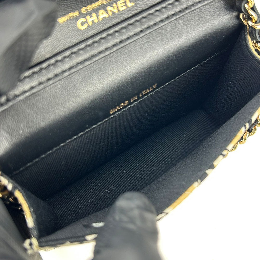 CHANEL Shoulder Bag Canvas, Leather beige Mini-minimatrasse Women Used Authentic
