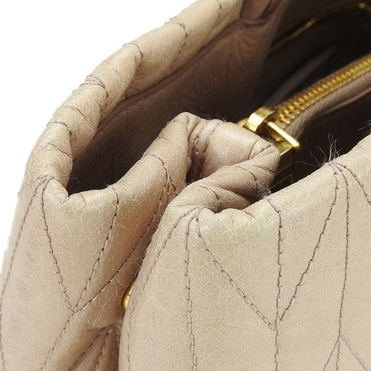 Miu Miu Handbag RN1096 leather beige Women Used Authentic