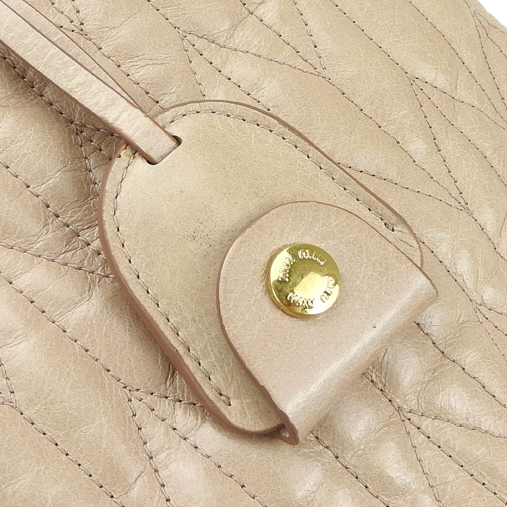 Miu Miu Handbag RN1096 leather beige Women Used Authentic