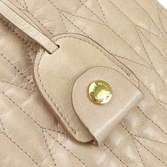 Miu Miu Handbag RN1096 leather beige Women Used Authentic