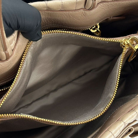 Miu Miu Handbag RN1096 leather beige Women Used Authentic