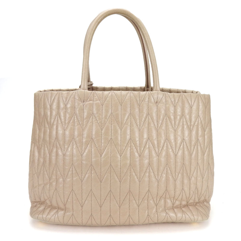 Miu Miu Handbag RN1096 leather beige Women Used Authentic