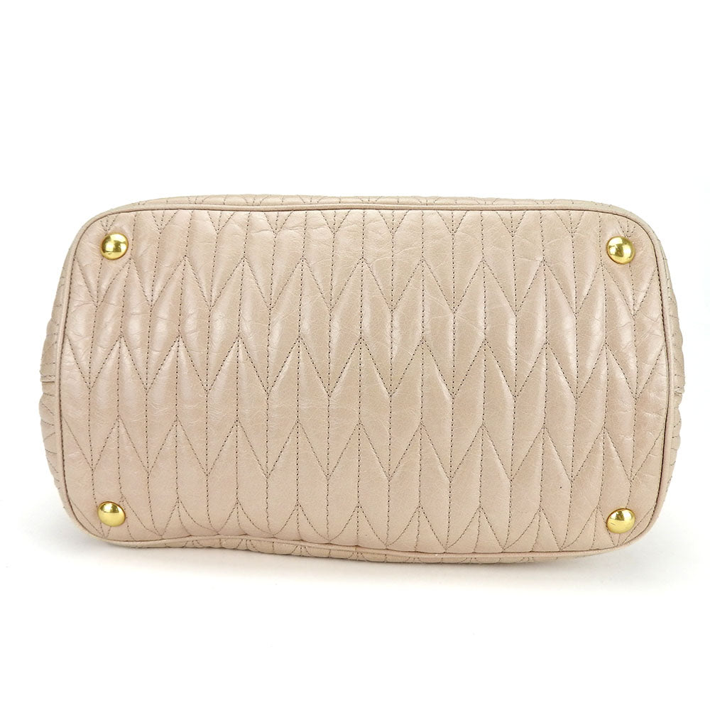 Miu Miu Handbag RN1096 leather beige Women Used Authentic