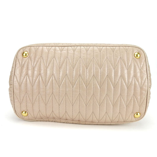 Miu Miu Handbag RN1096 leather beige Women Used Authentic