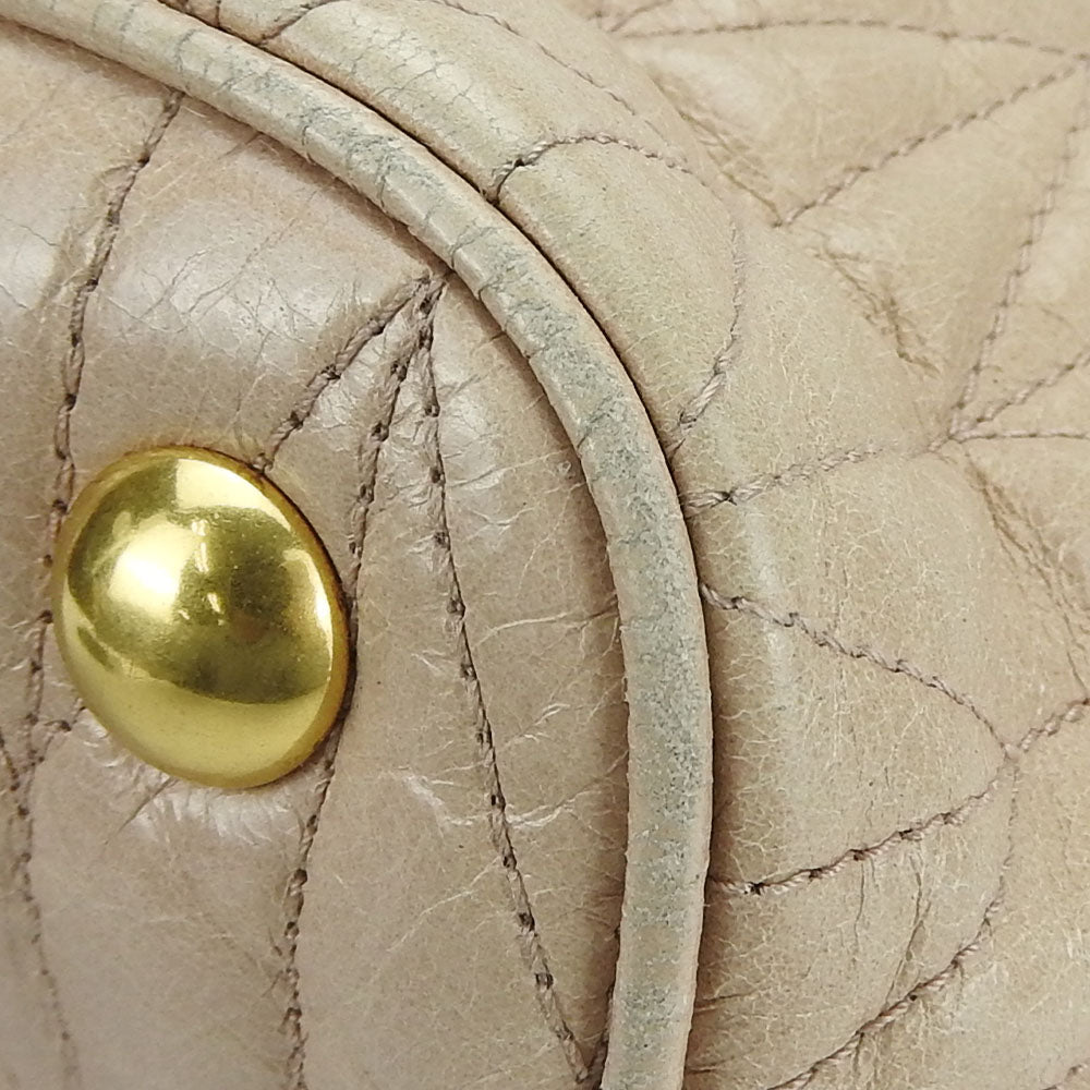 Miu Miu Handbag RN1096 leather beige Women Used Authentic