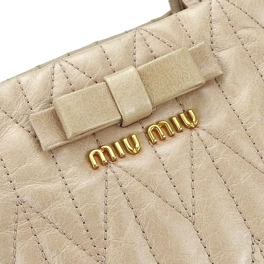 Miu Miu Handbag RN1096 leather beige Women Used Authentic
