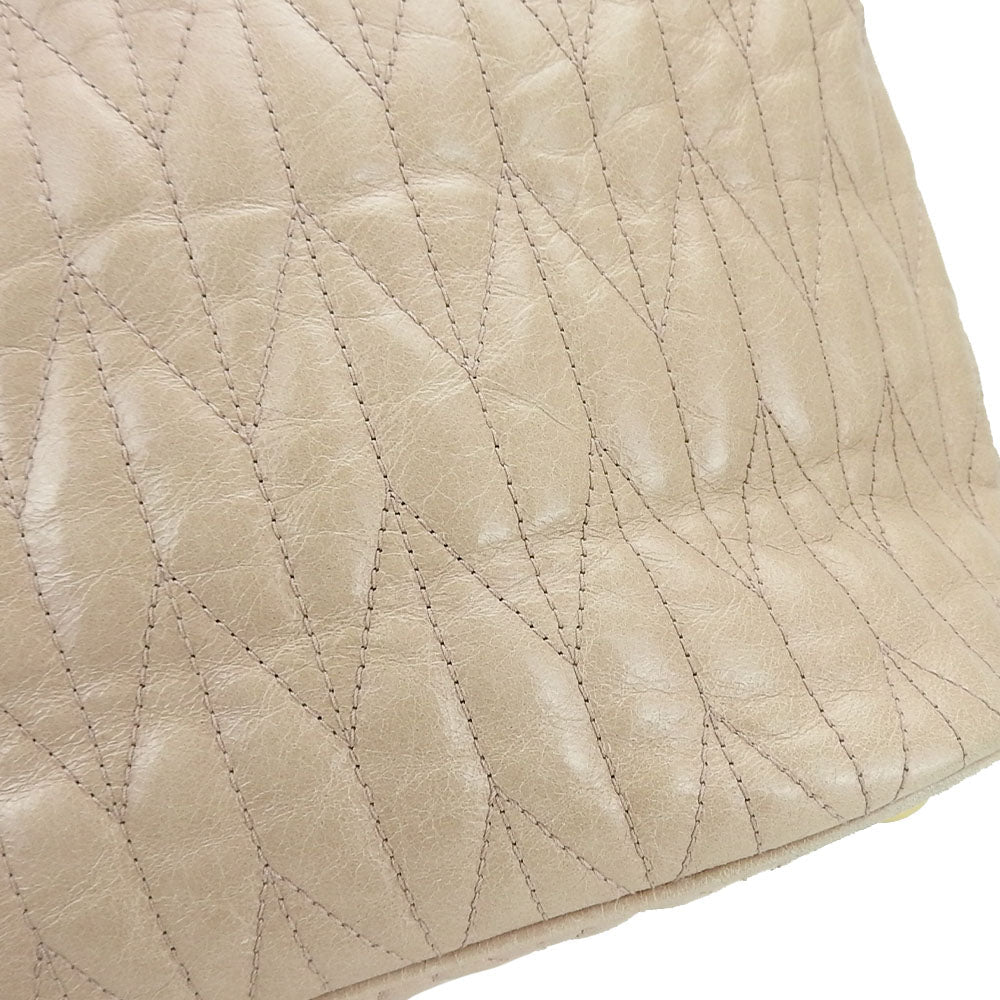 Miu Miu Handbag RN1096 leather beige Women Used Authentic