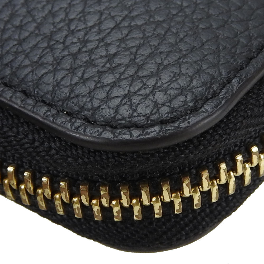 Furla Long Wallet Purse leather black Women Used Authentic