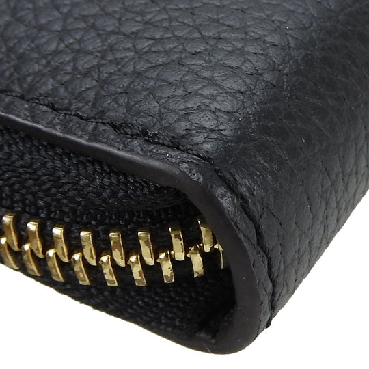 Furla Long Wallet Purse leather black Women Used Authentic