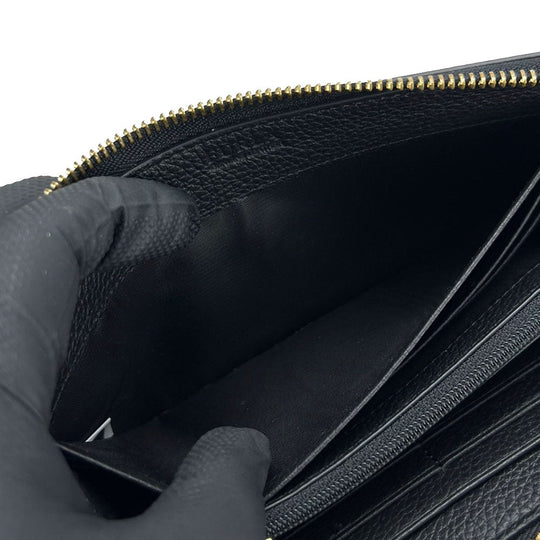 Furla Long Wallet Purse leather black Women Used Authentic