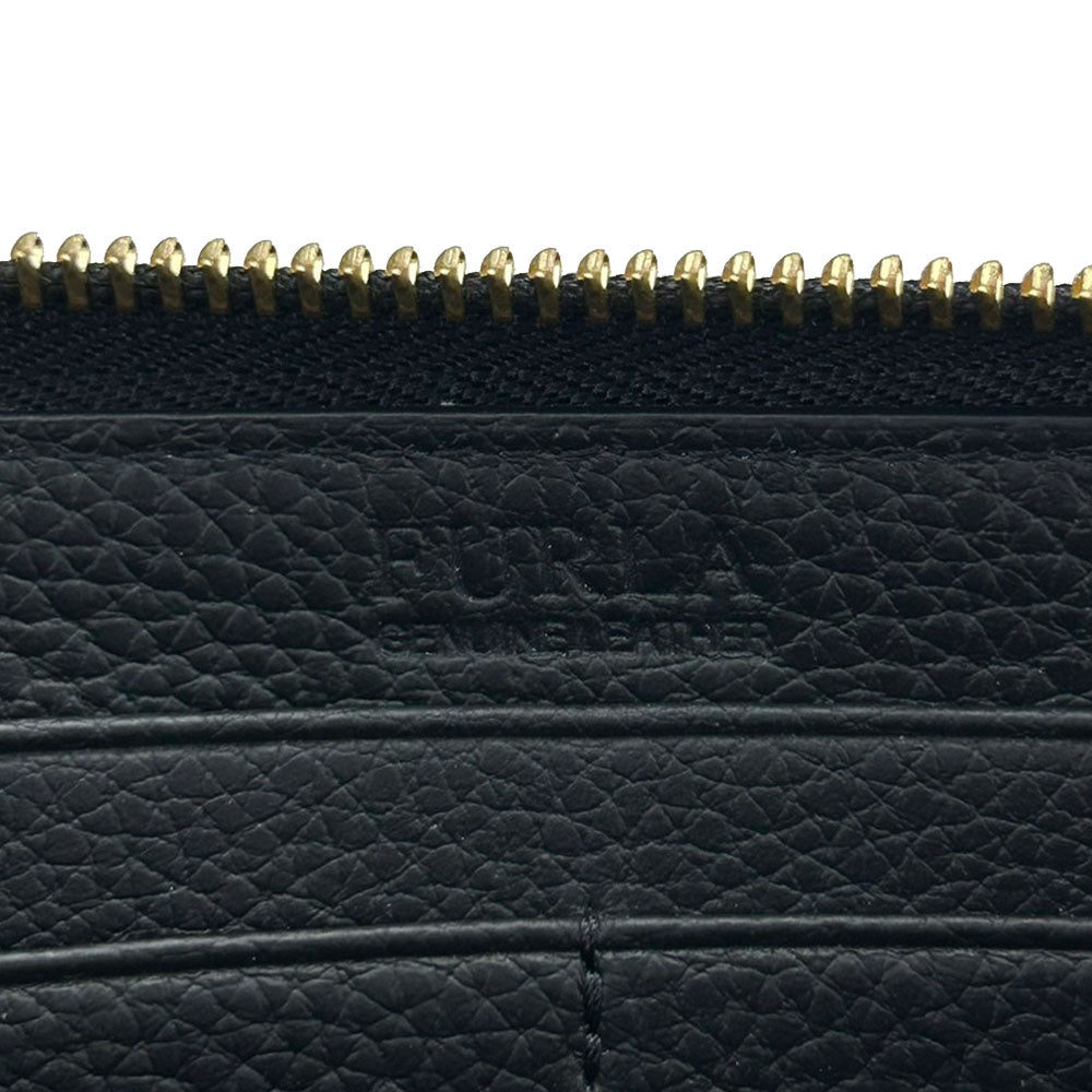 Furla Long Wallet Purse leather black Women Used Authentic