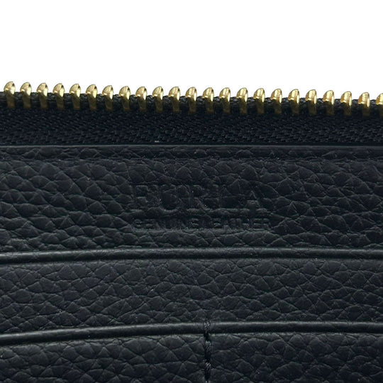 Furla Long Wallet Purse leather black Women Used Authentic
