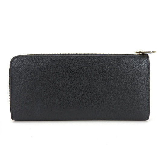 Furla Long Wallet Purse leather black Women Used Authentic