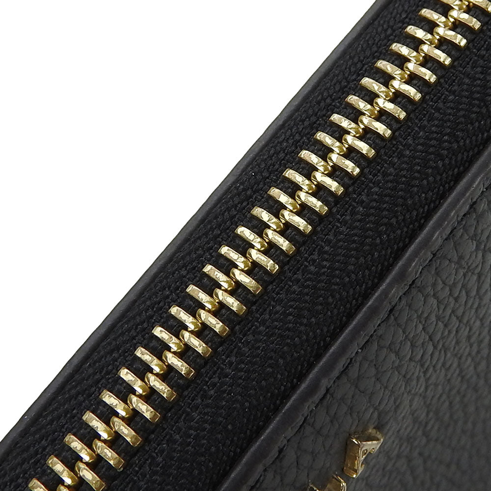 Furla Long Wallet Purse leather black Women Used Authentic