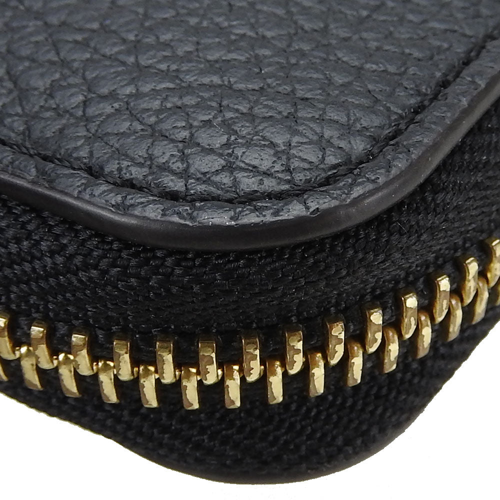 Furla Long Wallet Purse leather black Women Used Authentic