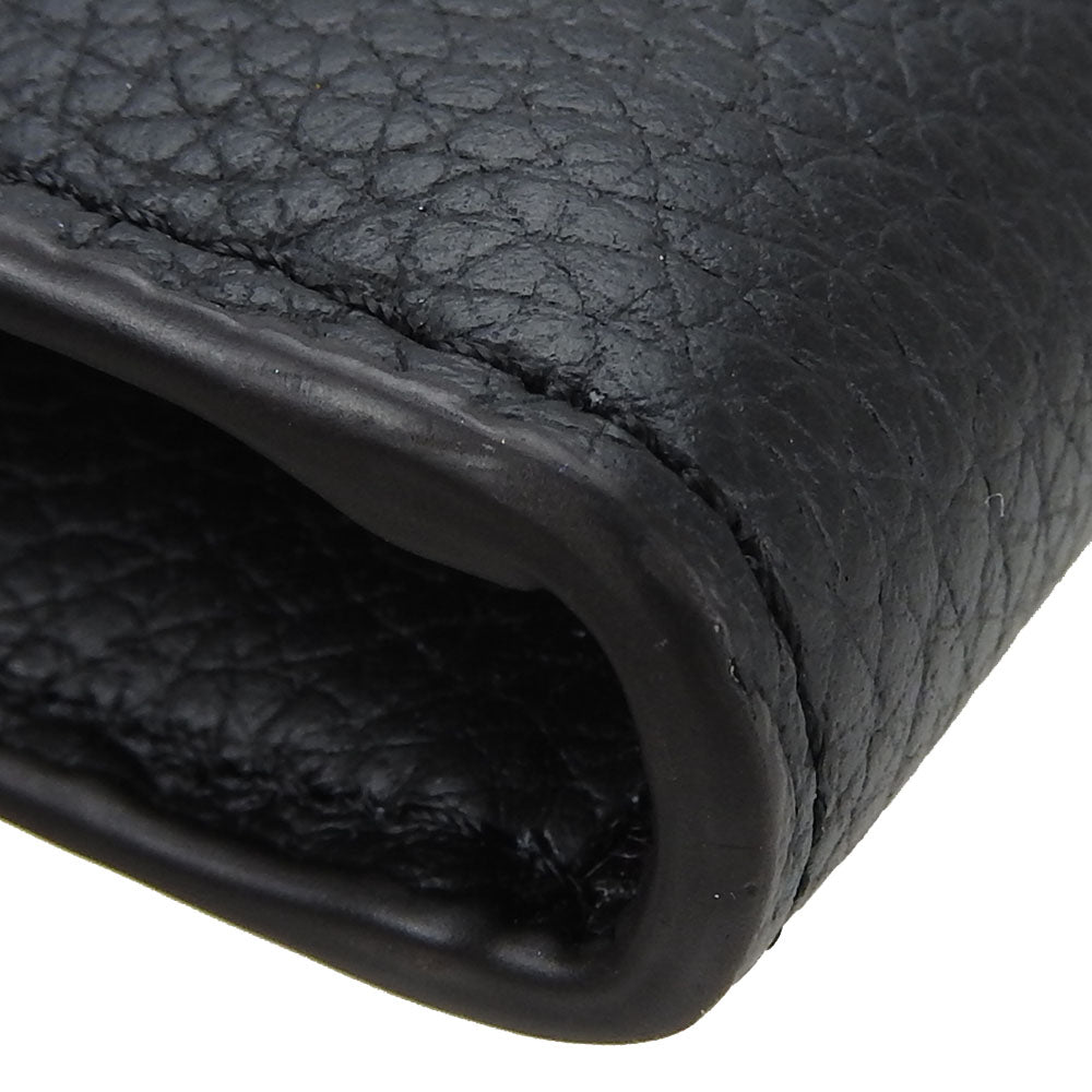 Furla Long Wallet Purse leather black Women Used Authentic