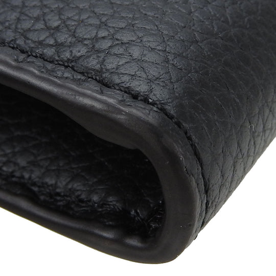 Furla Long Wallet Purse leather black Women Used Authentic
