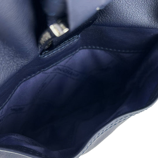 Longchamp Tote Bag leather Navy Women Used Authentic