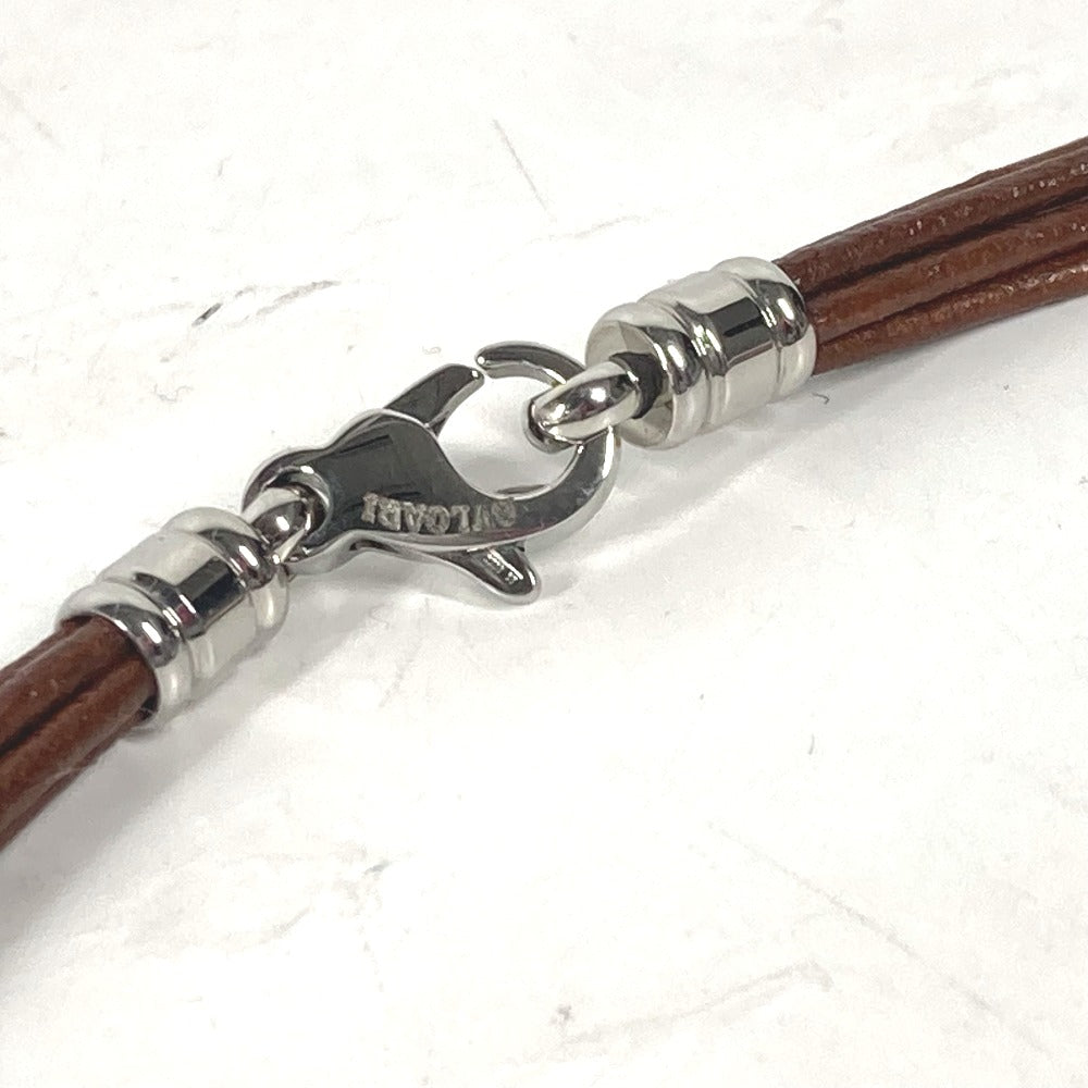 BVLGARI choker leather Brown Necklace 5-row choker unisex(Unisex) Used Authentic