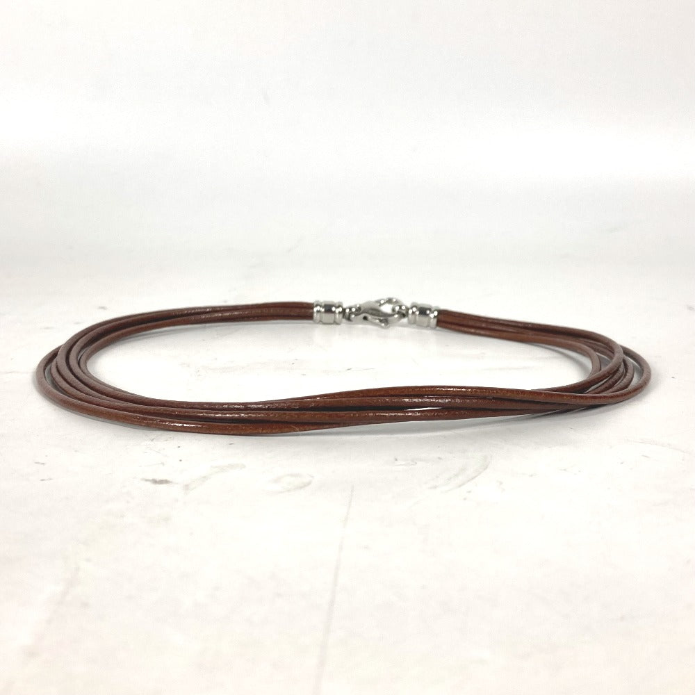 BVLGARI choker leather Brown Necklace 5-row choker unisex(Unisex) Used Authentic