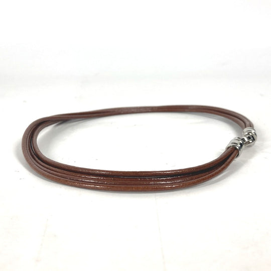 BVLGARI choker leather Brown Necklace 5-row choker unisex(Unisex) Used Authentic