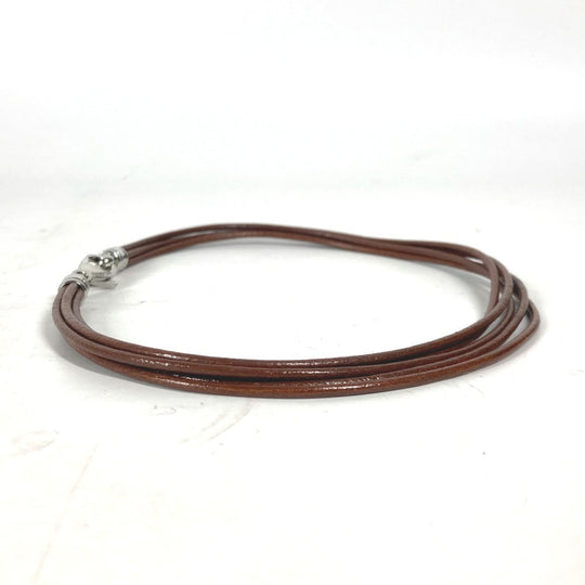 BVLGARI choker leather Brown Necklace 5-row choker unisex(Unisex) Used Authentic