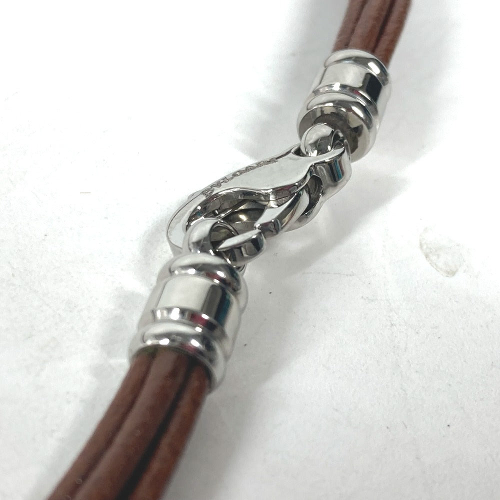 BVLGARI choker leather Brown Necklace 5-row choker unisex(Unisex) Used Authentic