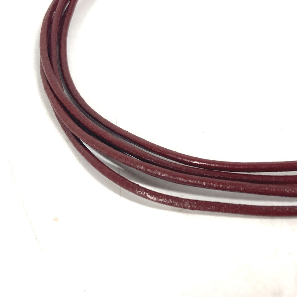 BVLGARI choker leather Brown 5-row logo unisex(Unisex) Used Authentic