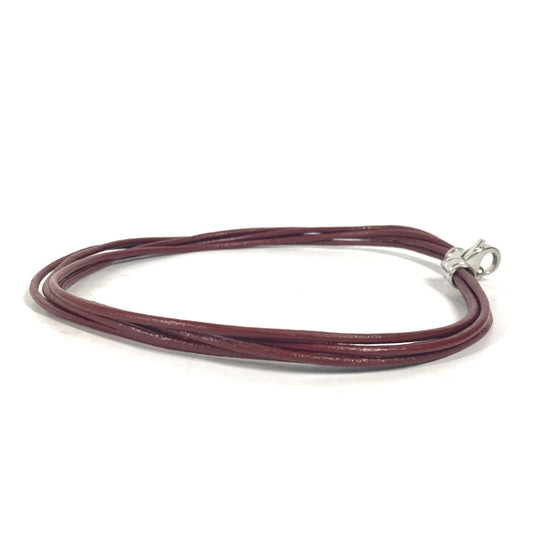 BVLGARI choker leather Brown 5-row logo unisex(Unisex) Used Authentic