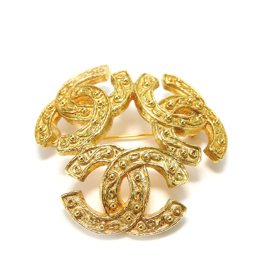 CHANEL Brooch metal gold Women Used Authentic