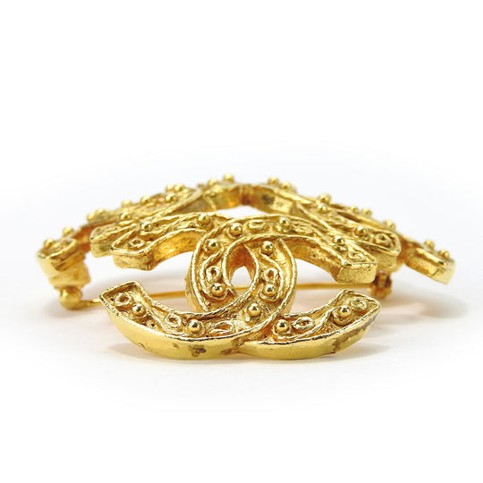 CHANEL Brooch metal gold Women Used Authentic