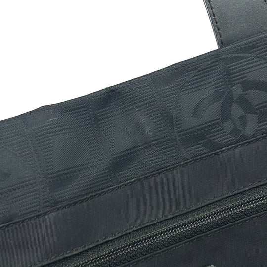 CHANEL Tote Bag Jacquard nylon black New travel line MM Women Used Authentic