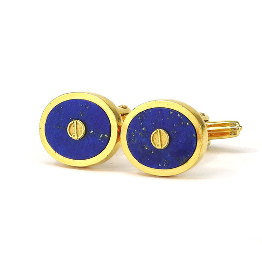Dunhill cuffs Lapis Lazuli, Metal gold mens Used Authentic