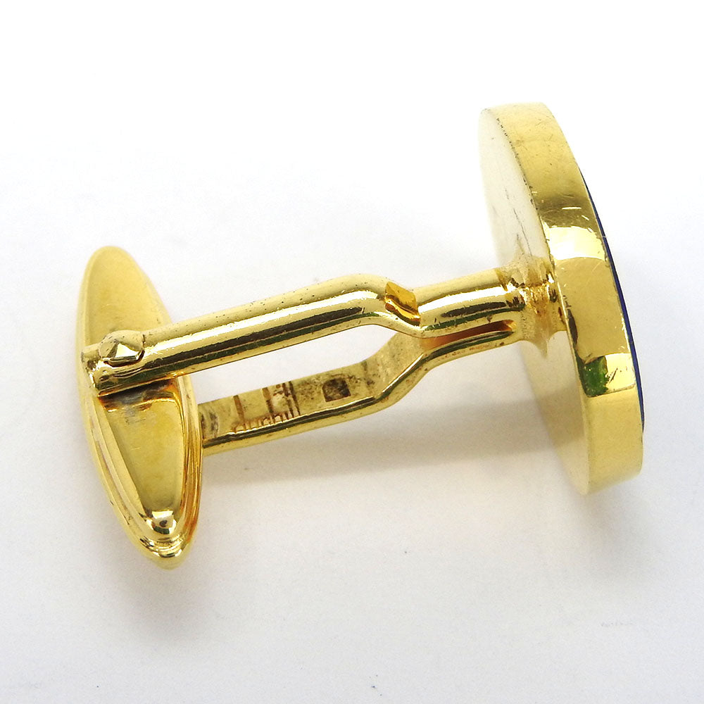 Dunhill cuffs Lapis Lazuli, Metal gold mens Used Authentic